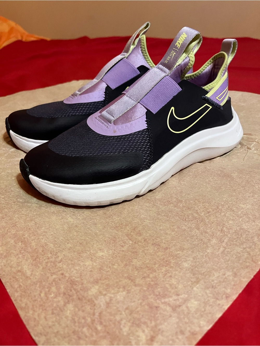 Nike Flexible Slip-On Sneakers in Black, Lavender & Yellow - Picture 4 of 7